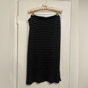 Eileen Fisher PL Merino Wool Black and Gray Midi Skirt